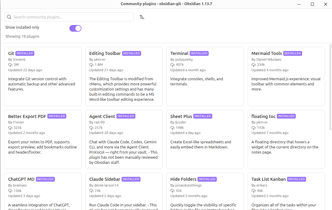 Obsidian Installed Community Plugins